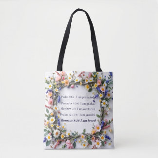 Personalized Inspirational Tote with wildflowers