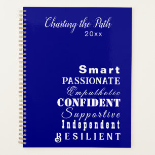 Personalized Inspirational Women White, Royal Blue Planner
