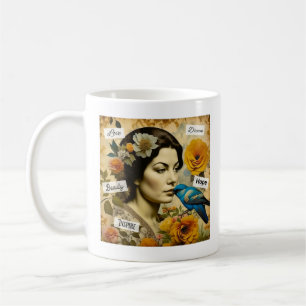 Personalized Inspirational Words and  Vintage Lady Coffee Mug