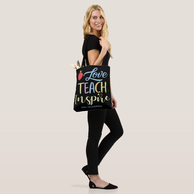  Personalized Inspire Colourful Quote Teacher   Tote Bag (On Model)