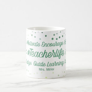 Personalized Inspiring  Teacher Green Text    Coffee Mug