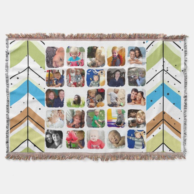 Personalized Instagram Photo Collage Throw Blanket (Front)