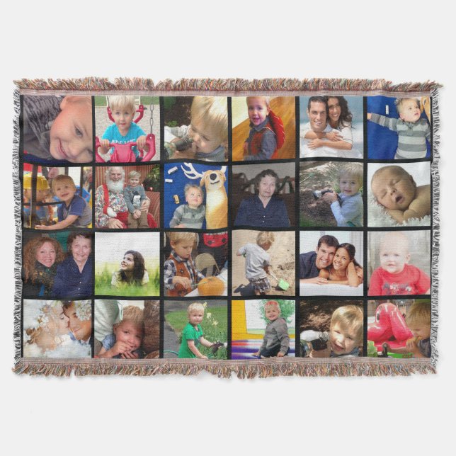 Personalized Instagram Photo Collage Throw Blanket (Front)