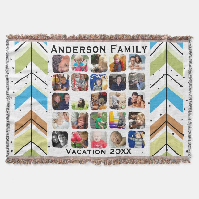 Personalized Instagram Photo Collage Throw Blanket (Front)