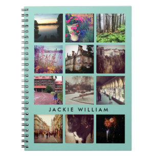 Personalized Instagram Photo Mint Blue Notebook