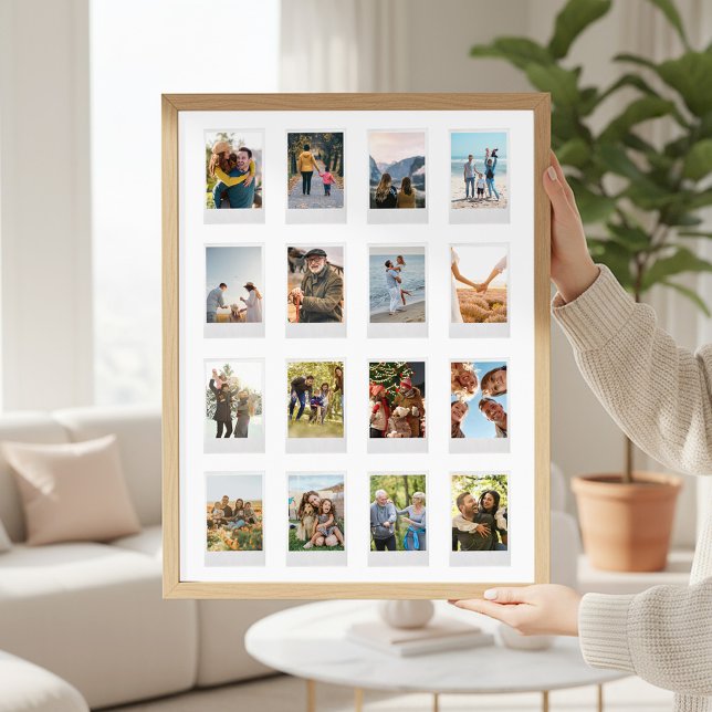 Personalized Instant Film 16 Photo Collage Poster (Creator Uploaded)