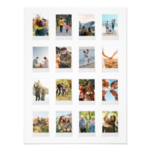 Personalized Instant Film 16 Photo Collage Print