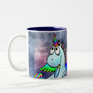 Personalized Inter-Galactic Christmas Snow Unicorn Two-Tone Coffee Mug