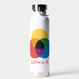 Personalized Interlocking Primary Colour Circles Water Bottle