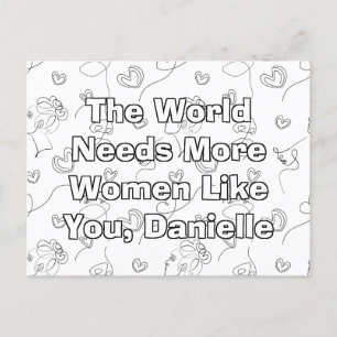 Personalized International Woman's Day Colouring Postcard