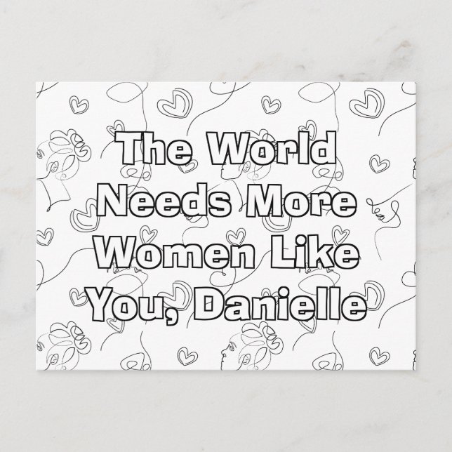 Personalized International Woman's Day Colouring Postcard (Front)