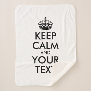 Personalized internet meme KEEP CALM and YOUR TEXT Sherpa Blanket