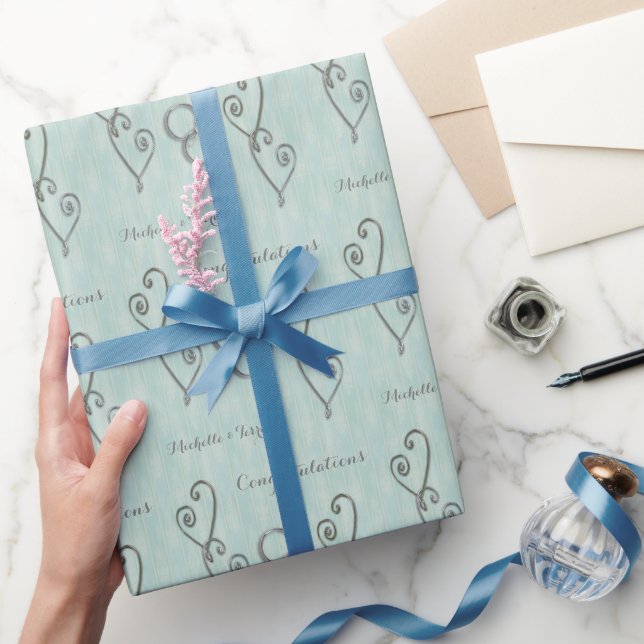 Personalized Intertwined Hearts Wedding Wrapping Paper (Gifting)
