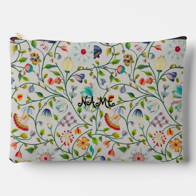 Personalized Intricate modern floral pattern Accessory Pouch (Front)