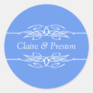Personalized Invitation Cornflower Blue Classic Round Sticker