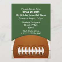 Personalized Invites Sports Party football theme