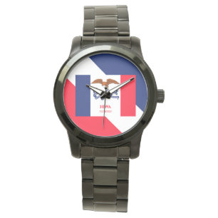 Personalized Iowa State Flag Design Watch