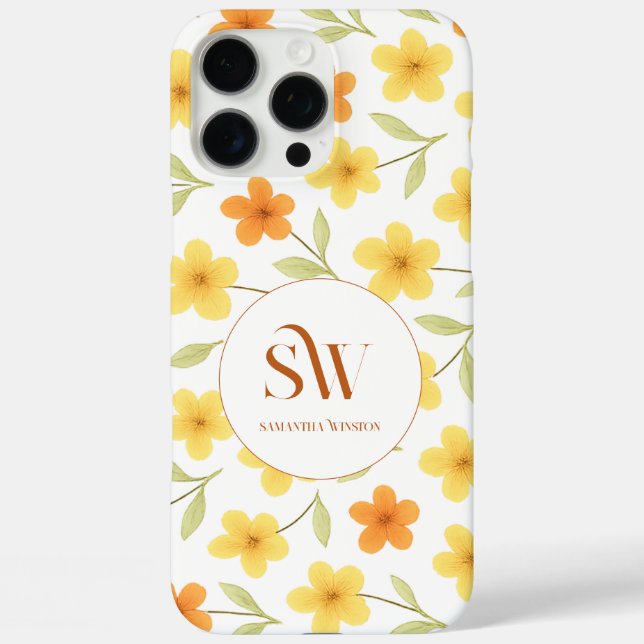 Personalized iphone Case with Orange|Yellow Flower (Back)