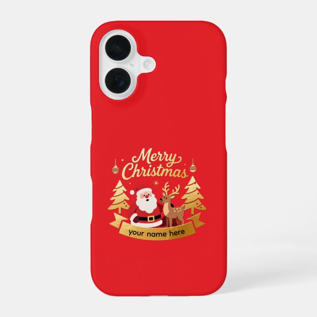 Personalized iPhone Christmas Santa Reindeer Case (Back)