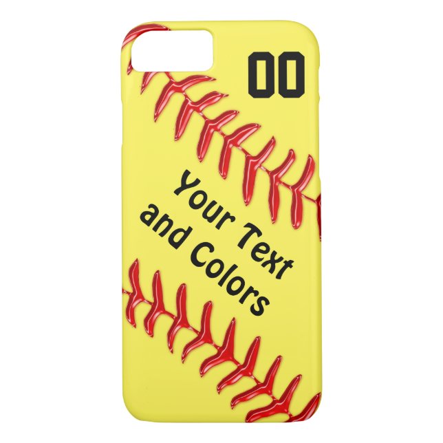 Personalized iPhone Softball Phone Cases (Back)