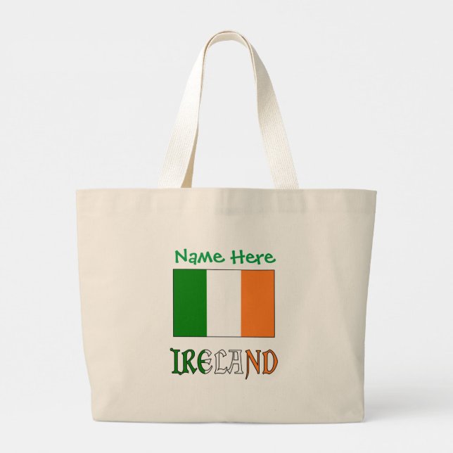 Personalized Ireland Flag Heritage Large Tote Bag (Back)