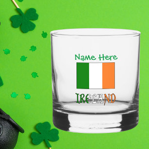 Personalized Ireland Flag Heritage Whiskey Glass