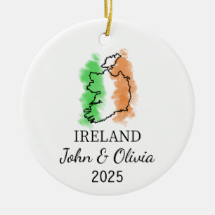 Personalized Ireland Ornament, Ireland Flag Gift Ceramic Ornament