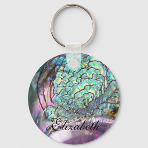 Personalized Iridescent Beautiful Natural Abalone Keychain