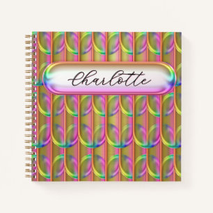 Personalized Iridescent Glass Custom Name Modern Notebook