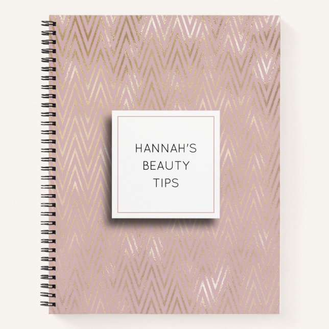 Personalized Iridescent Gold & Blush Notebook (Front)