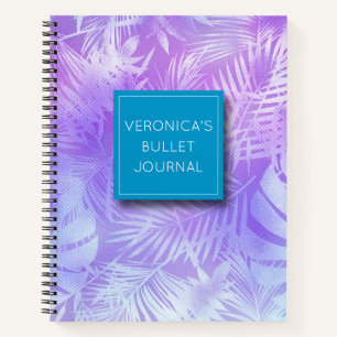 Personalized Iridescent Pastel Palm Leaves Bullet Notebook