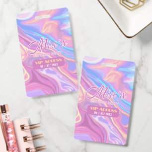 Personalized Iridescent Pink Purple VIP Birthday Badge