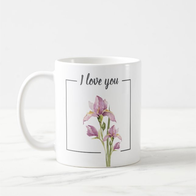 Personalized Iris Mug – I Love You & Quote (Left)