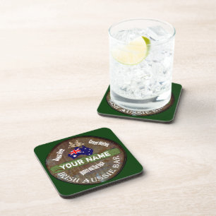 Personalized Irish Aussie  Pub sign Coaster