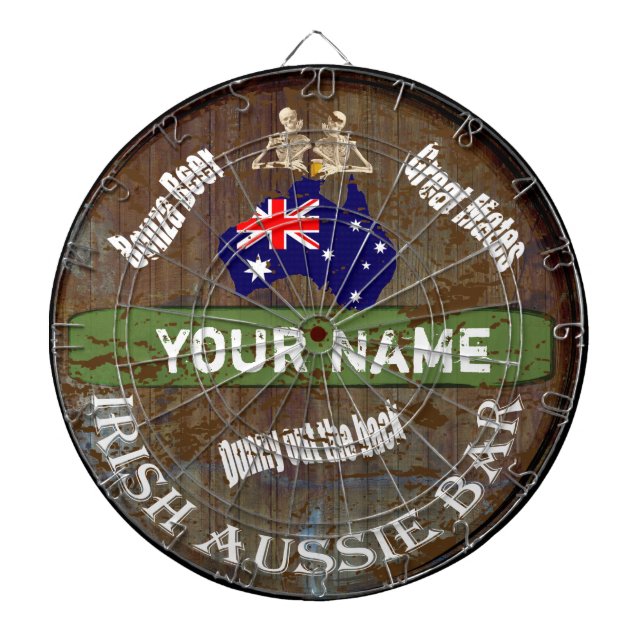 Personalized Irish Aussie pub sign Dartboard (Front)