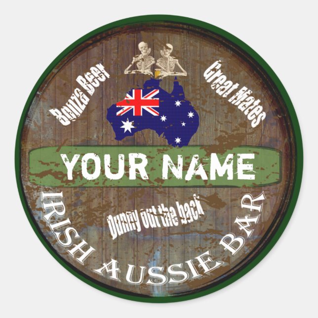 Personalized Irish Australian  pub sign Classic Round Sticker (Front)