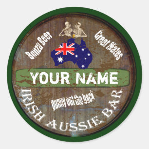 Personalized Irish Australian  pub sign Classic Round Sticker