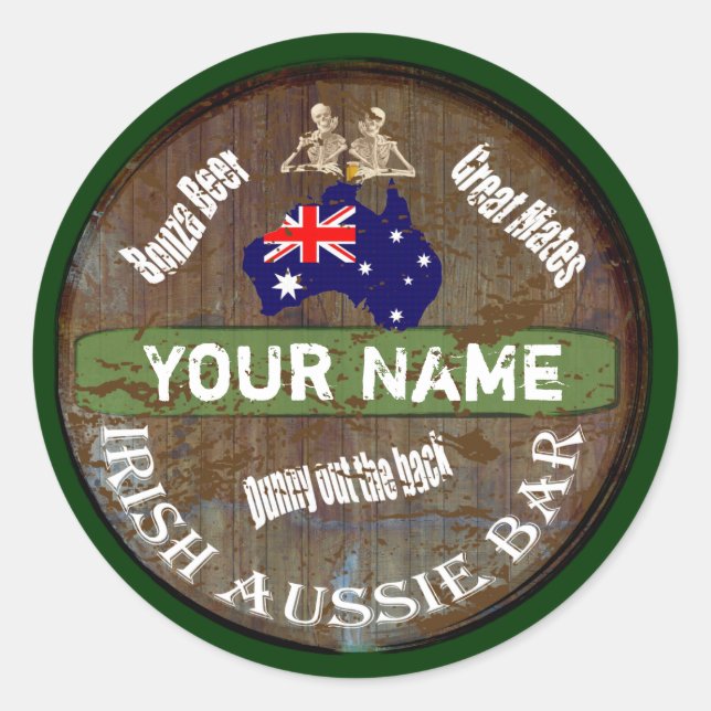 Personalized Irish Australian  pub sign Classic Round Sticker (Front)