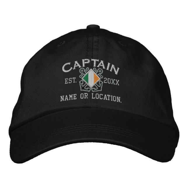 Personalized Irish Captain Nautical Embroidery Embroidered Hat (Front)