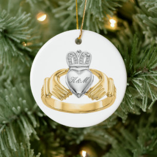 Personalized Irish Claddagh Ring Ceramic Ornament