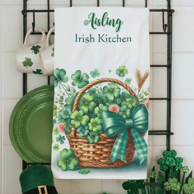 Personalized Irish Clover Kitchen Towels (Irish Kitchen towel is the perfect mix of charm and cheer )