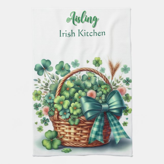 Personalized Irish Clover Kitchen Towels (Vertical)