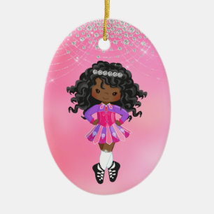 Personalized Irish Dance African American Holiday Ceramic Ornament