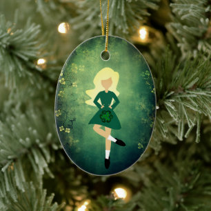 Personalized Irish Dance Blonde Hair Christmas Ceramic Ornament