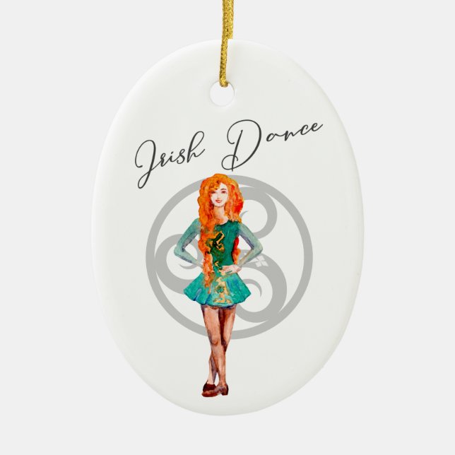 Personalized Irish Dance Hard Shoe Celtic Knot Ceramic Ornament (Front)