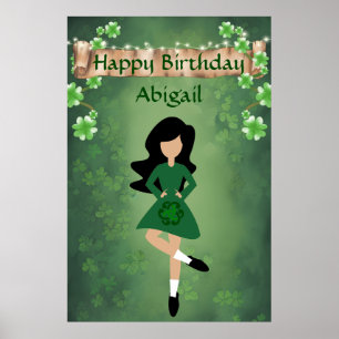 Personalized Irish Dance, Red Black Happy Birthday Poster