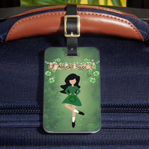 Personalized Irish Dancer with Black Hair Dance Luggage Tag