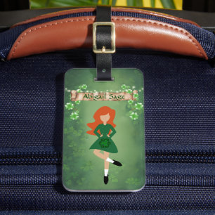 Personalized Irish Dancer with Red Hair Dance Luggage Tag