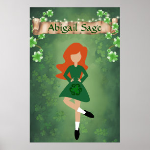 Personalized Irish Dancer with Red Hair Dance Poster