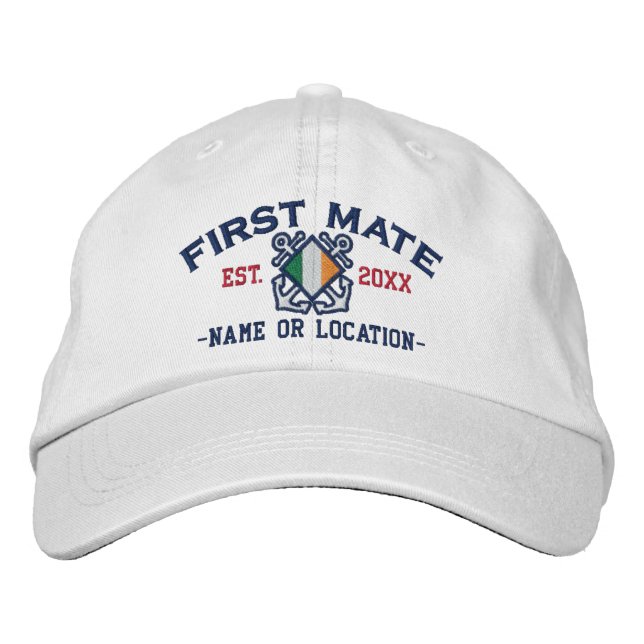 Personalized Irish First Mate Nautical Embroidery Embroidered Hat (Front)